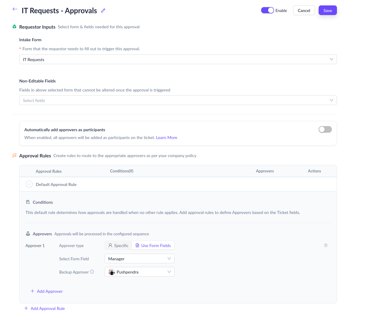 Set backup approver in approval workflow