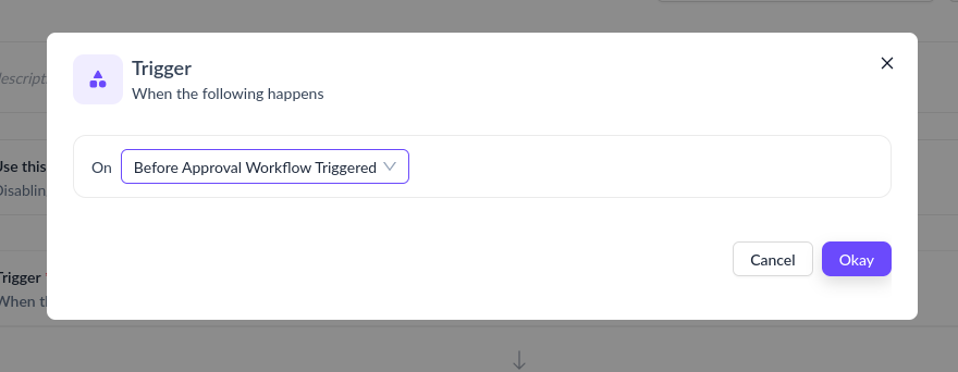 Select Before Approval Workflow Triggered trigger