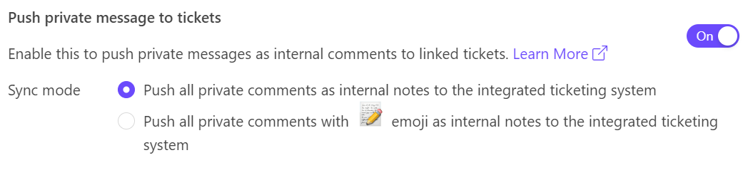 Sync Private Comment Option